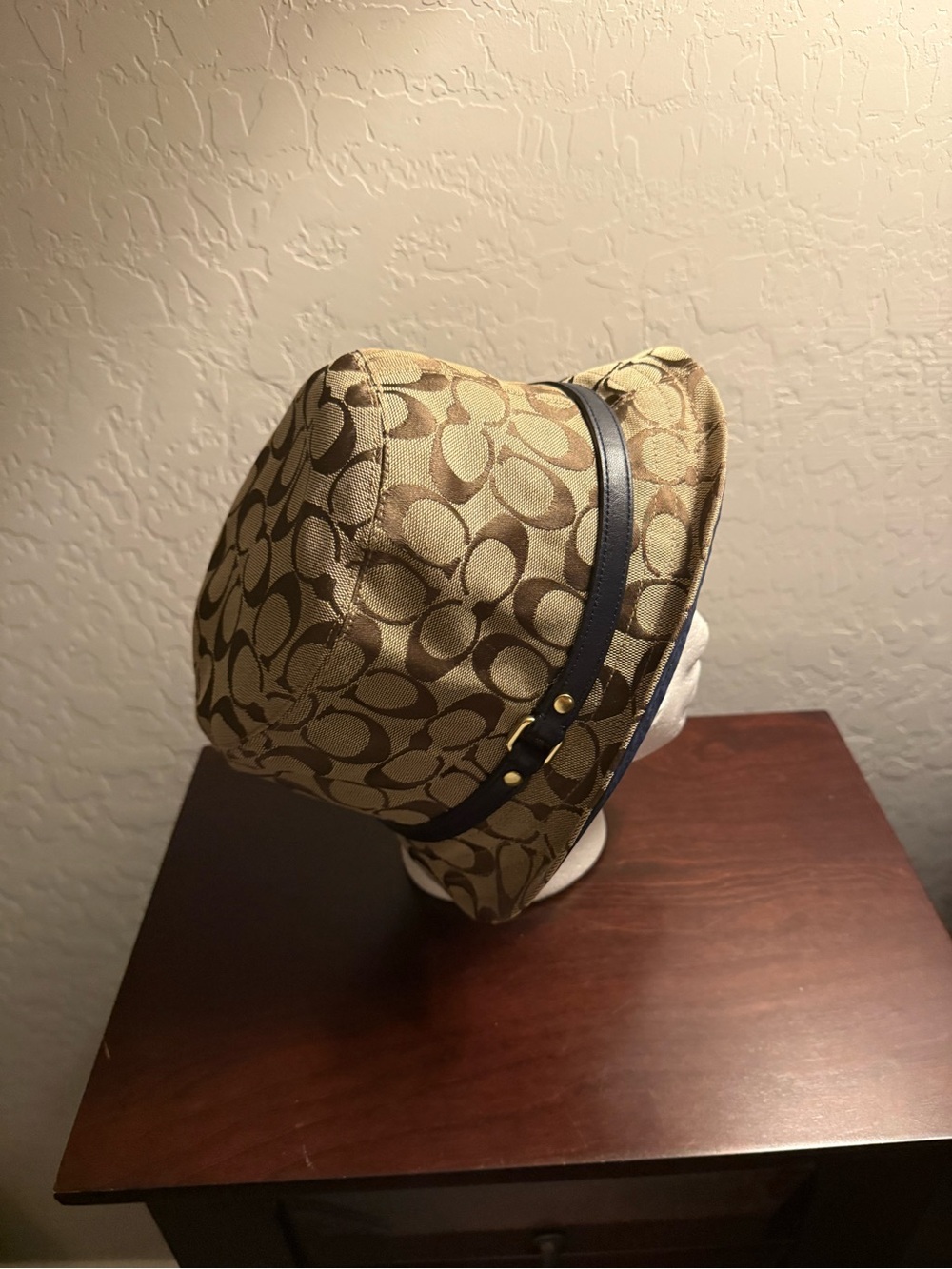 Coach Signature Canvas Reversible Bucket Hat in Khaki and Black - Picture 2 of 4